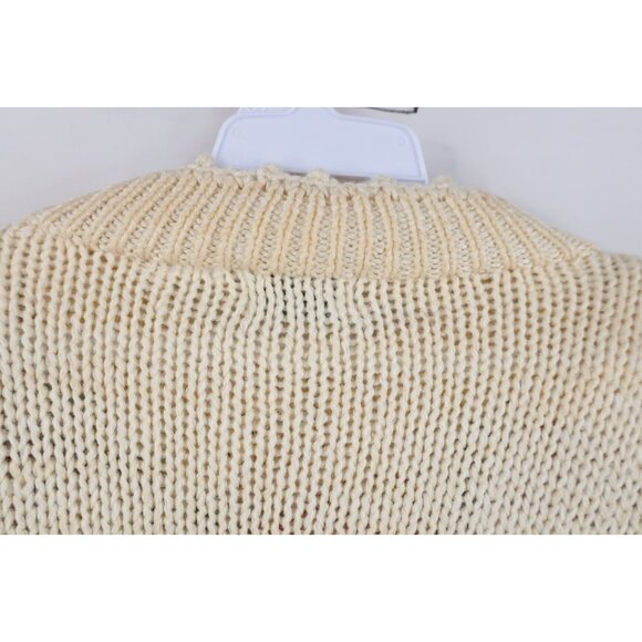 Deadstock Vintage 90s Streetwear Womens Medium Hand Knit Flower Floral Sweater - Picture 12 of 15